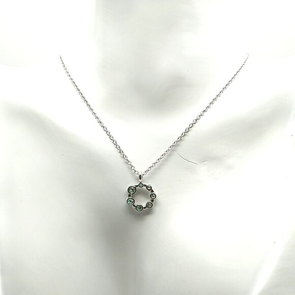 Dana Bachman Delicate Open Circle Crystal Necklace Silver-tone NWOT 18" - Picture 8 of 11